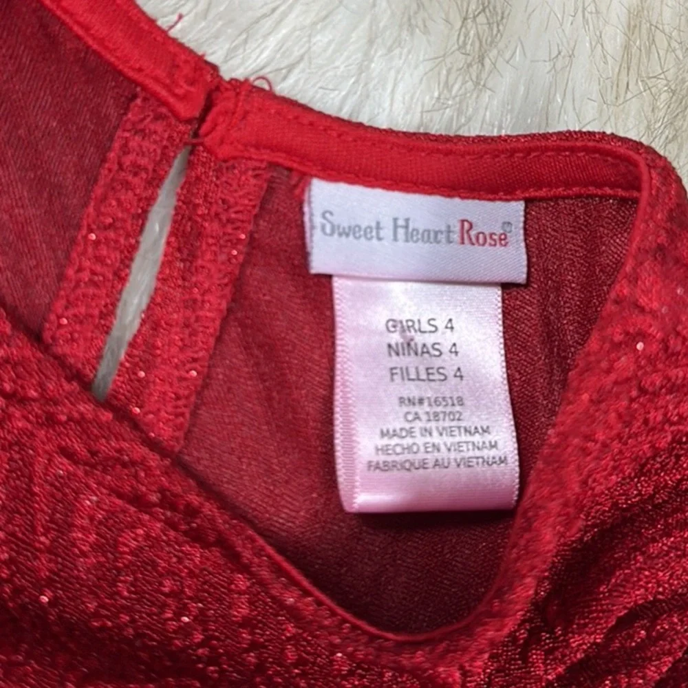 Sweet Heart Rose Girls Size 4 Red Sparkle Tulle Holiday Christmas Dress